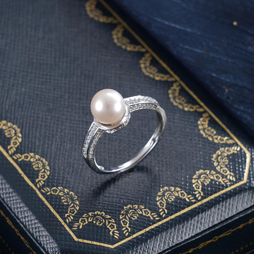 子佩集【银河静界】银S925珍珠惜王妃戒指【R2089】7mm珠双色一字2601 商品图1