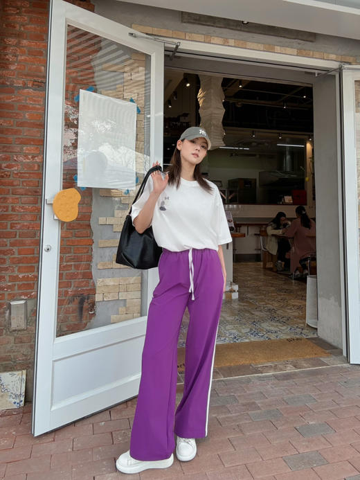 【比好更好】噢蜜ooomeooo东丽速干条纹直筒裤 商品图2