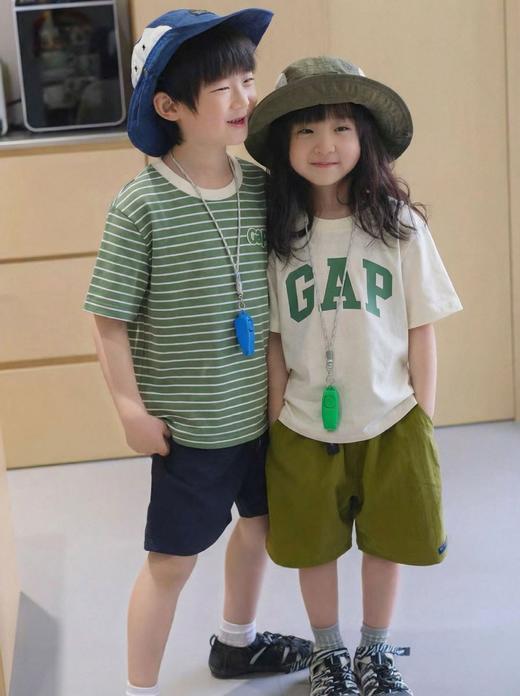 二店y 【一组两件】 G家经典款纯色大logo+条纹刺绣 儿童短袖T恤 商品图1