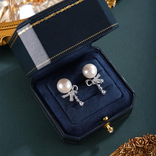 子佩集【纯白情结】银S925珍珠惜王妃耳钉【MLEH033】12mm珠蝴蝶结2601 商品图1