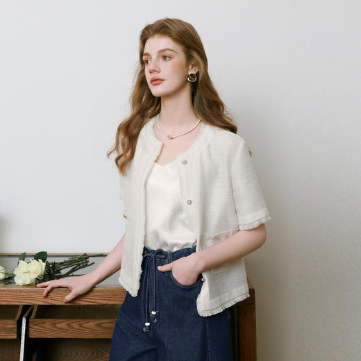 【商场同款】诗凡黎翻领小香风外套2025夏新款上衣外搭3G4110091 商品图2