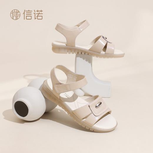 信诺妈妈凉鞋女平底软底舒适魔术贴中老年休闲沙滩鞋2026夏季新款6L385-3 商品图3