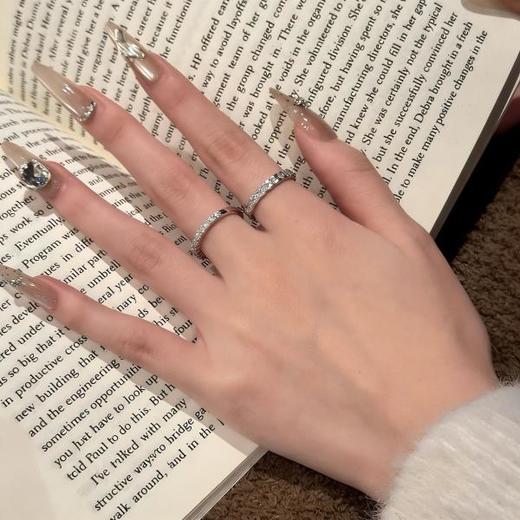 【溪云】925纯银菱格纹满钻叠戴微镶戒指【JHY-R000438B】 商品图1