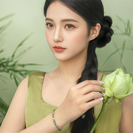 【新品首发】琳琅雅玉系列 黄色18K金蓝水翡翠手链 女士礼物MEMORA诗普琳JB004001 商品图1