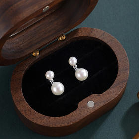子佩集【晨露微醺】银S925珍珠惜王妃耳钉【MLEH031】7mm大珠吊球双珠2601