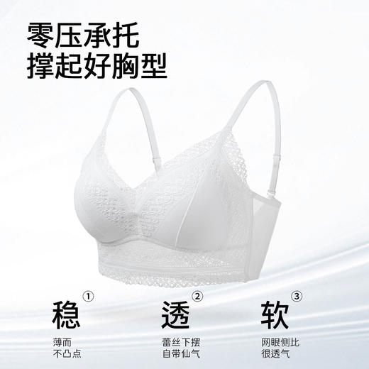 A2--💟【A-C】【法式三角杯】性感网纱蕾丝小胸聚拢不空杯夏薄款美背内衣女文胸  粉鸢星动 商品图1