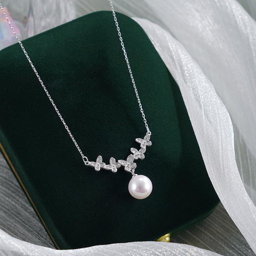 子佩集【蝴蝶微醺】银S925珍珠惜王妃套链【MLTL009】8.5mm珠蝴蝶一字2601 商品图0