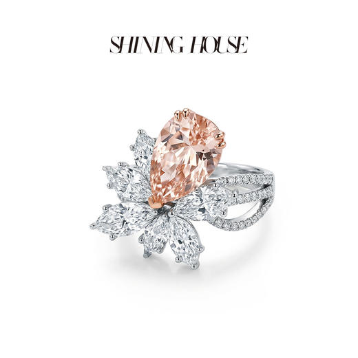 ShiningHouse[培育] 粉钻系列 18k金钻石戒指 梨形3克拉钻人工真钻人造钻石K金戒指时尚钻石戒指卓越匠心奢耀臻献【此商品不支持7天无理由退货退款】 商品图1