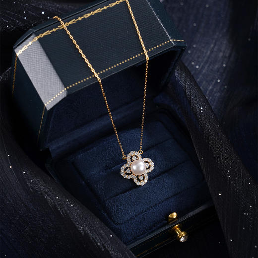 子佩集【四叶之约】银S925珍珠惜王妃套链【HJYTL015】7.5mm珠镀金四叶草2601 商品图1