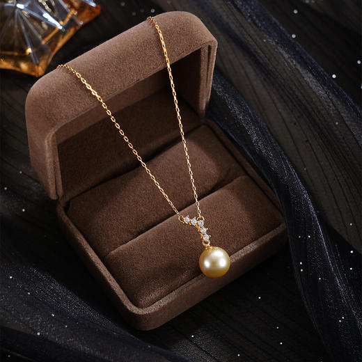 子佩集【银河鎏金】银S925珍珠惜王妃套链【HJYTL008】9.5mm珠镀金一字金色珠2601 商品图1