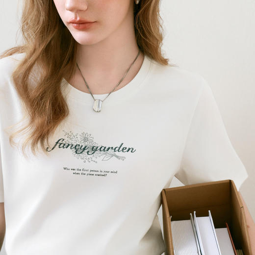 【商场同款】诗凡黎凉感印花T恤2025夏新款针织短袖上衣3G4100701 商品图3