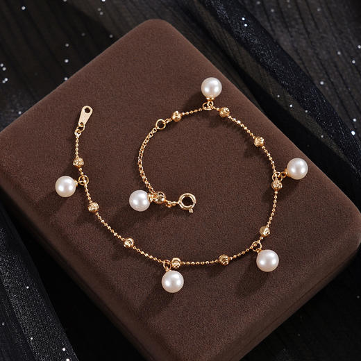 子佩集【星河点梦】银S925珍珠惜王妃手链【MLSL011】6mm珠镀金吊球2601 商品图0