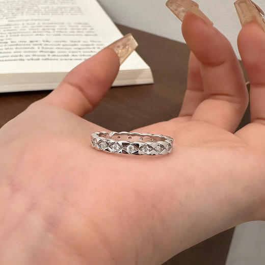 【溪云】925纯银菱格纹满钻叠戴微镶戒指【JHY-R000438B】 商品图2