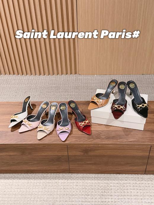 Saint Laurent 26SS早春新款圣罗兰链条尖头高跟拖鞋  （DBG） 商品图1