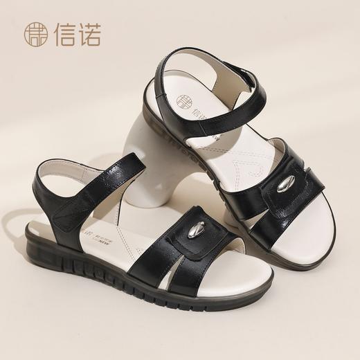 信诺妈妈凉鞋女平底软底舒适魔术贴中老年休闲沙滩鞋2026夏季新款6L385-3 商品图8