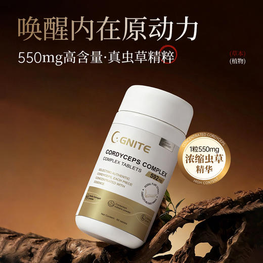 澳大利亚进口GNITE虫草片 60颗/瓶 商品图0