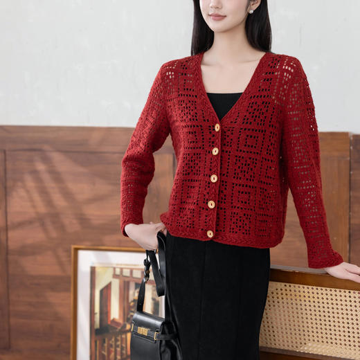 苏苏姐家方正V领开衫手工diy钩针编织外套上衣毛线团材料包 商品图3