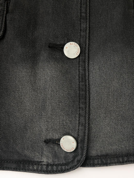 黑灰做旧牛仔马甲女 圆领无袖单排扣背心 复古宽松叠穿外搭坎肩 商品图6