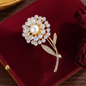 子佩集【‌蒲月风和】珍珠惜王妃胸针【XXXZ235】7.5mm珠镀金蒲公英2601