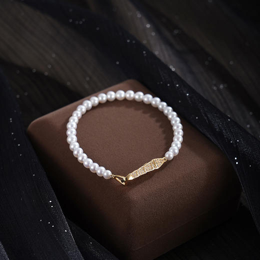 子佩集【月珀神谕】银S925珍珠惜王妃手链【MLSL014】4mm珠镀金蛇2601 商品图2