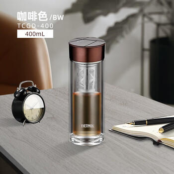 膳魔师（THERMOS）双层玻璃杯400ml高硼硅水杯子茶水分离茶杯带茶漏TCGD-400-D-BW 商品图4
