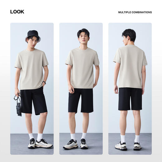 【提花T恤】柒牌短袖T恤男装2026夏季新款圆领字母商务柔软上衣 130T72130 商品图2