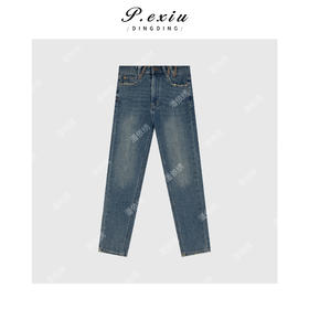 03-5潘依绣丁丁宠粉韩系重工水洗牛仔长裤Q8047