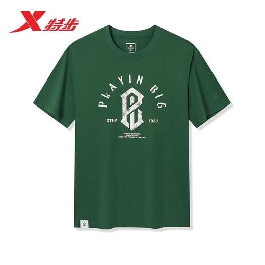 6楼特步运动男士全棉平蚊圆领短T974229010290龙战绿 商品图2