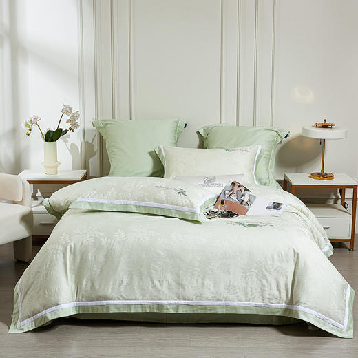 【顺丰】多喜爱 全棉提花四件套 鎏金织锦系列 如玉/成竹/缪丽/缪斯/瑞芙丽/云汐/鎏境/浮翠hl【高密全棉】【提花工艺】【国风刺绣】流苏挂饰 轻奢礼盒 商品图13