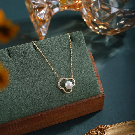 子佩集【小欢喜】银S925珍珠惜王妃套链【MLTL019】6.5mm珠镀金云朵三瓣花2601 商品图1