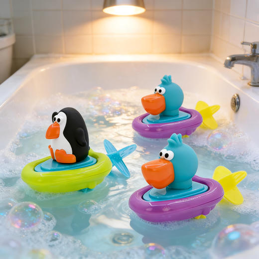 美国sassy宝宝洗澡玩具戏水发条玩具 拉绳发条船 商品图0