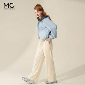 松紧高腰直筒宽松阔腿裤