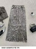 74BQ20501#丝绒后开叉半裙 商品缩略图1