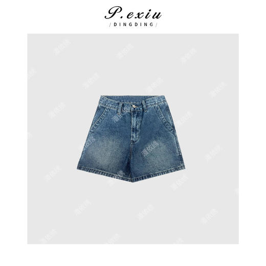 04-1潘依绣丁丁宠粉PanYiXiu/潘依绣重工洗水百搭显瘦牛仔短裤Q63987 商品图0