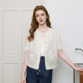 【商场同款】诗凡黎翻领小香风外套2025夏新款上衣外搭3G4110091