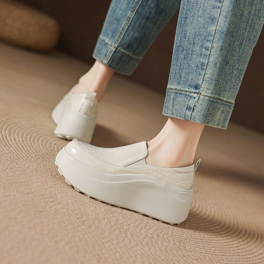 【预售5天】高跟厚底单鞋女一脚蹬英伦风乐福鞋松糕底高跟鞋真皮懒人鞋TYMXY&1702 商品图2