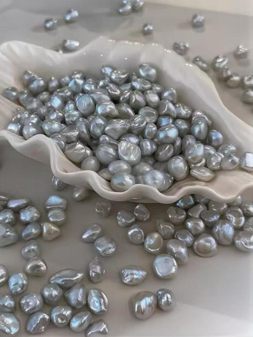 稀有天然银河系巴洛克天然淡水珍珠碎银耳钉 商品图7