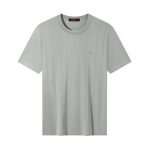 【伊力特/条纹提花】柒牌短袖T恤男装2026夏季新款圆领休闲上衣 130T72070 商品图4