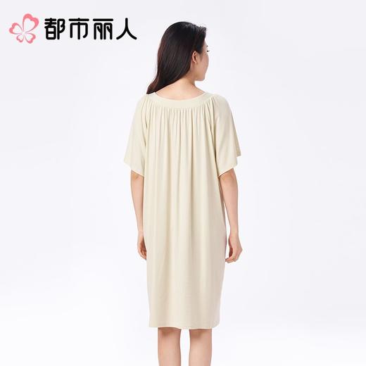 都市丽人睡衣女士睡衣薄家居服罗纹布睡衣女士棉质短袖裙女装睡裙LHC6C9 商品图2