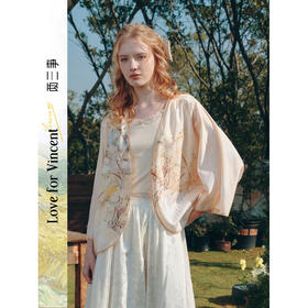 两三事梵高文艺 空色花园 2026夏季新款小清新印花开襟外套女宽松