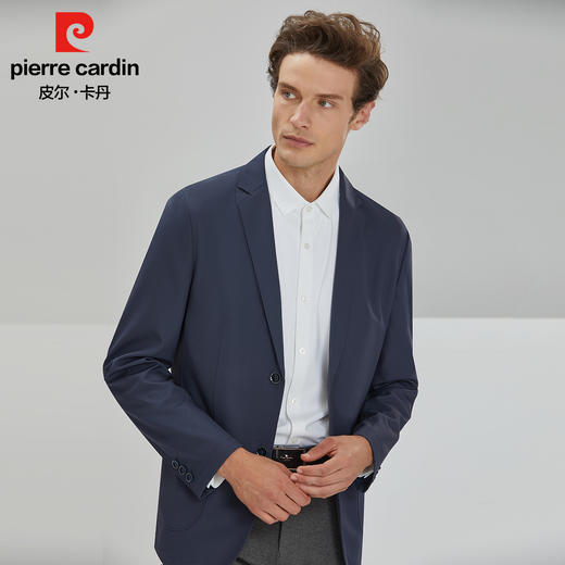 皮尔卡丹纯色平驳领贴袋磨毛无里两粒扣针织西服PXK06012 商品图5