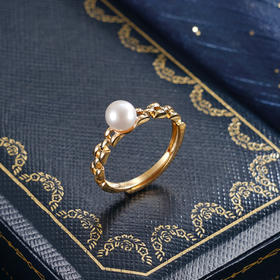 子佩集【璀璨时刻】银S925珍珠惜王妃戒指【R2294】5mm珠镀金日字扣2601