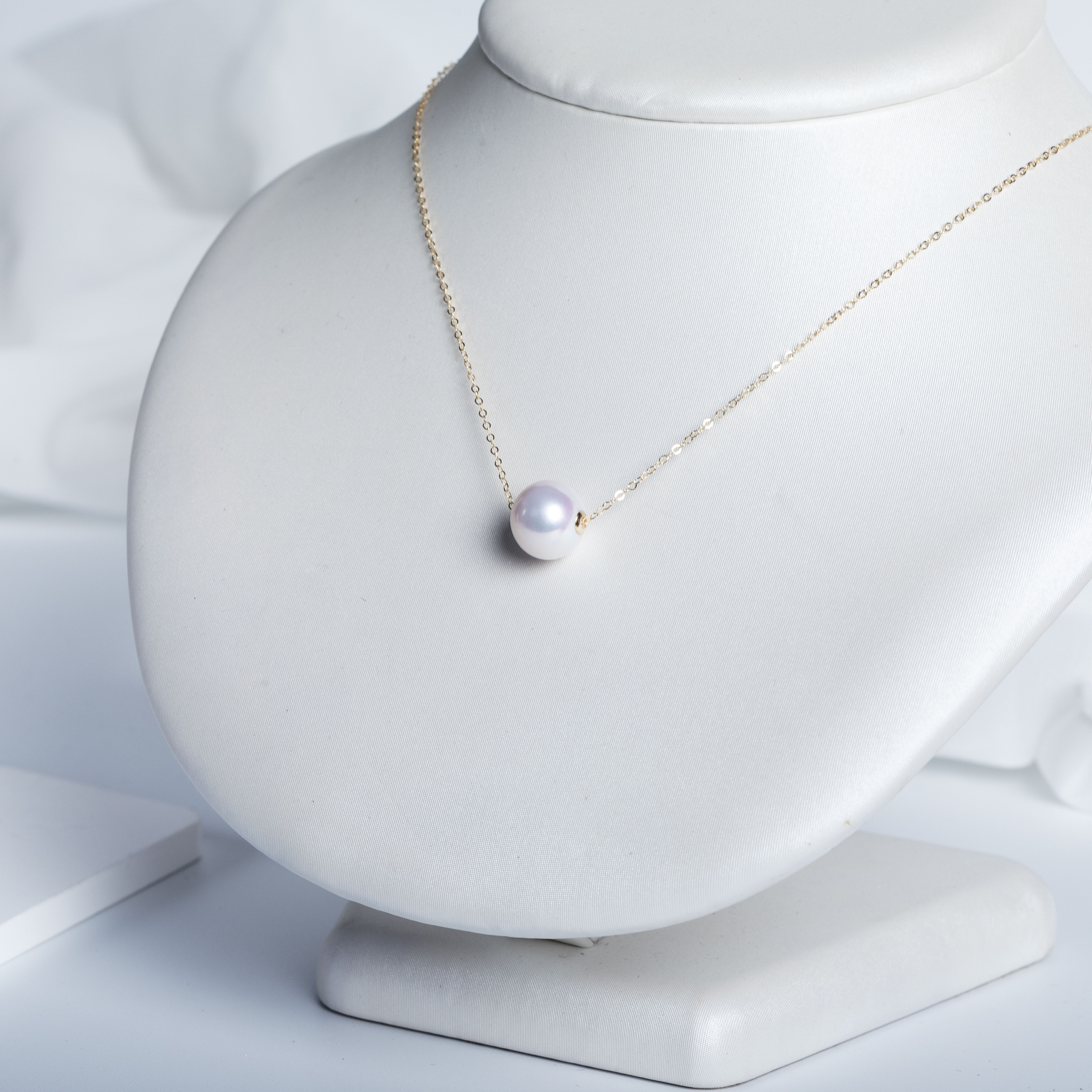 白色淡水珍珠路路通吊坠项链DZ266