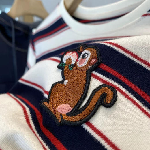 专柜品质！！质感巨出众！2026之家色织长绒棉经典撞色条纹刺绣短袖T恤女款！ 商品图0