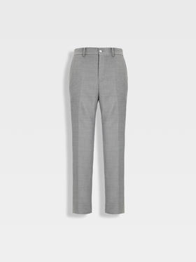 callisto清爽灰色丝毛混纺十字编织西裤