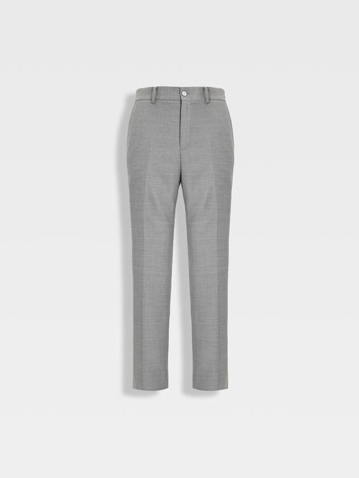 callisto清爽灰色丝毛混纺十字编织西裤 商品图0