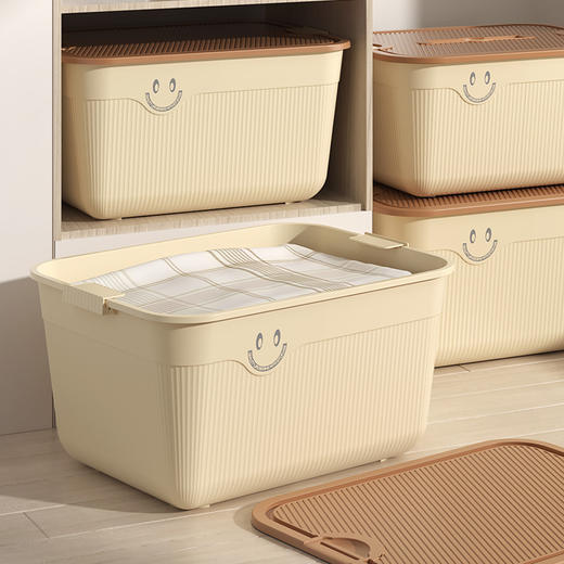 【优选材质❗️加固加厚】桌面收纳盒零食杂物水果收纳筐手提带盖塑料家居衣物收纳整理箱。ya 商品图3