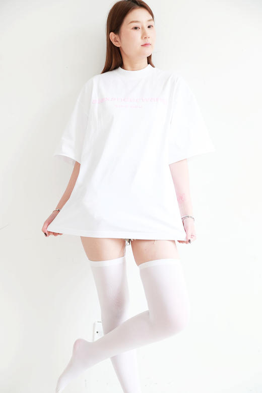 复古美式大tee，胸口徽标印花。情侣款宽松氛围感圆领t恤E032488 商品图12