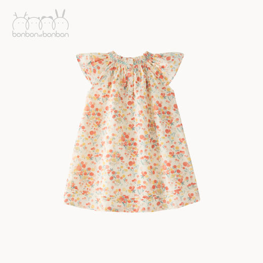 碎花缩褶小飞袖连衣裙 商品图4