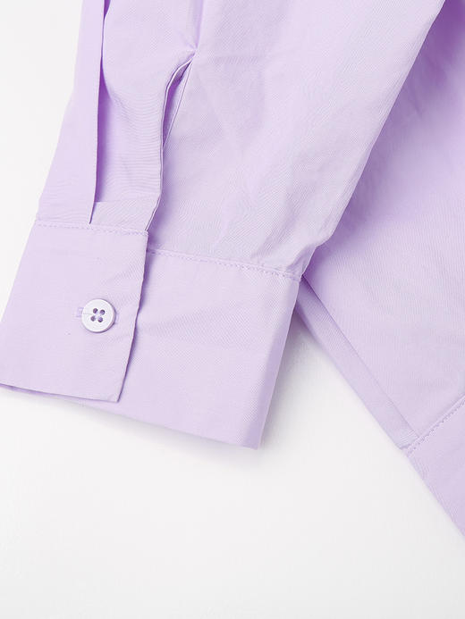 韩系温柔浅紫短款衬衫 抽绳收腰设计感小众 显瘦显高长袖上衣 商品图5